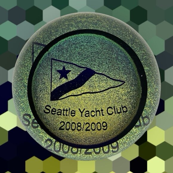 Glass Eye Studio Paperweight Seattle Yacht Club 2008- 2009 Gold Flecks Collectib - Picture 4 of 12